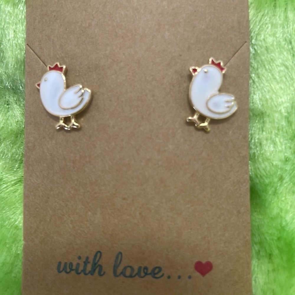 Little White Chicken Earrings